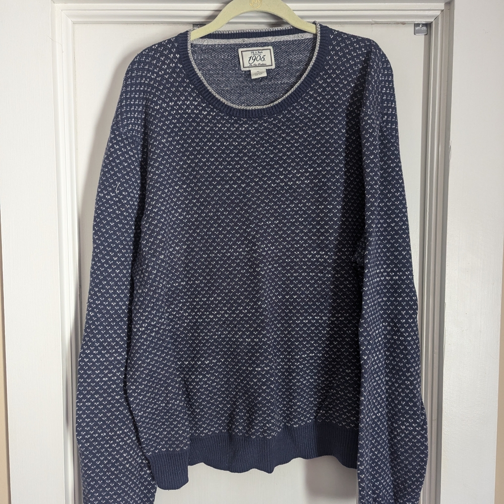 Jos. A. Bank Blue and White Crewneck Sweater